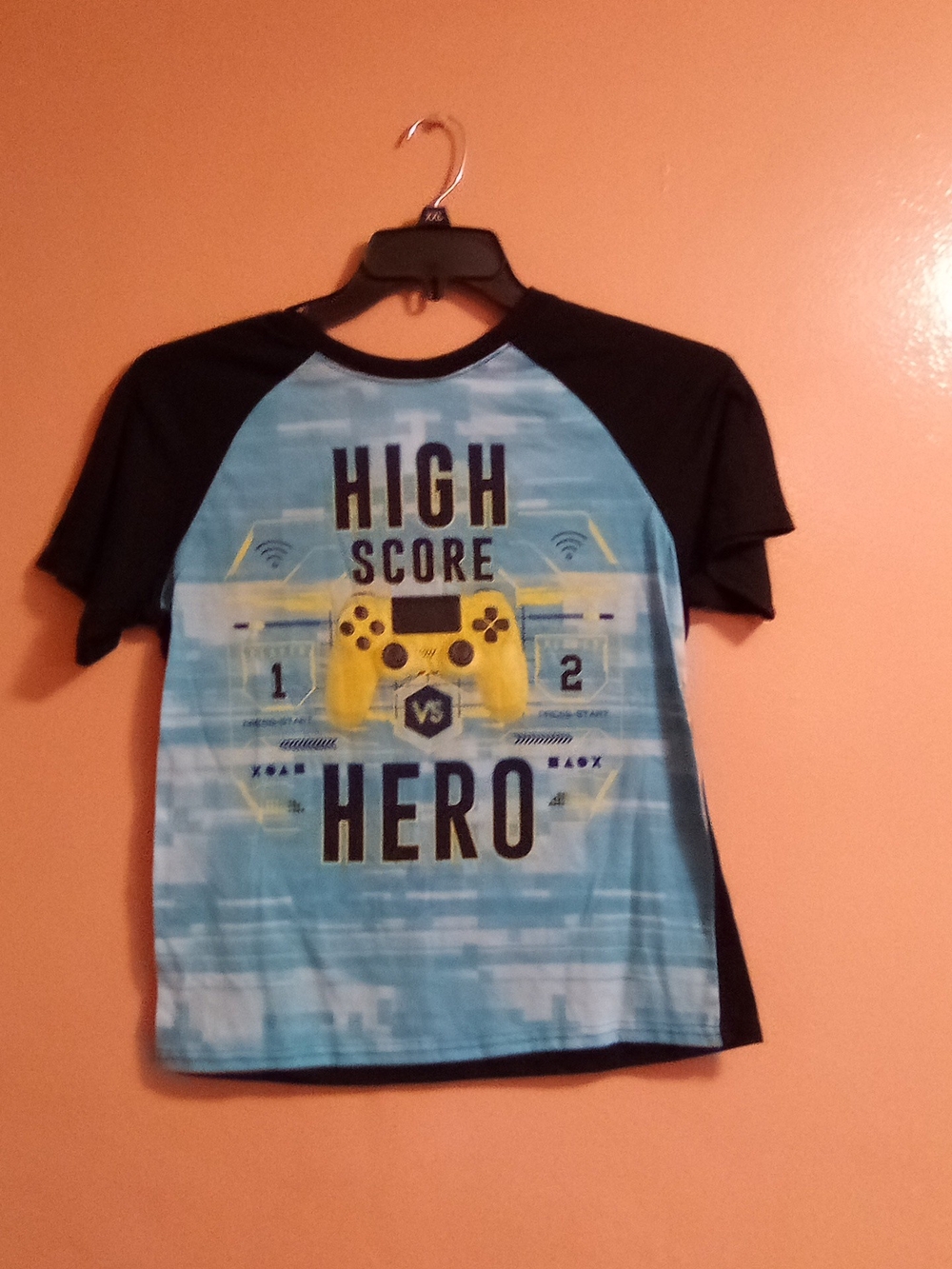 High Score Hero Graphic Raglan Tee - Blue & Black - ( Bag H )